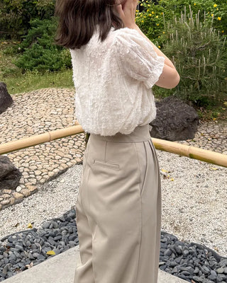 Lace short-sleeved blouse