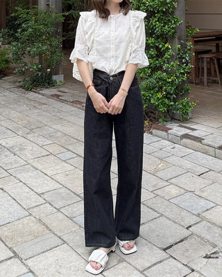 Punched ruffle blouse