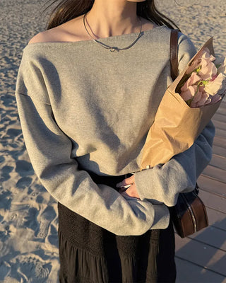 Simple off-shoulder sweatshirt