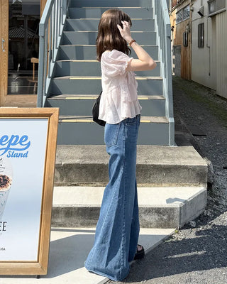 Ribbon string tiered blouse