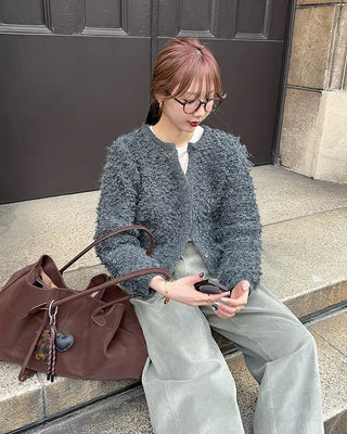 Boucle V-neck cardigan