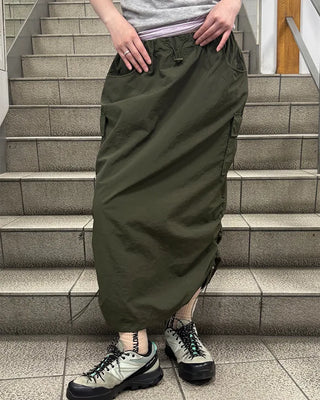 Side pocket nylon cargo skirt