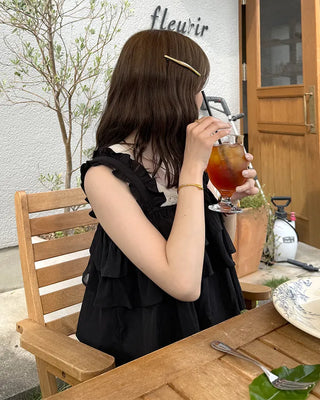 Tiered Sleeveless Banding Pants Set