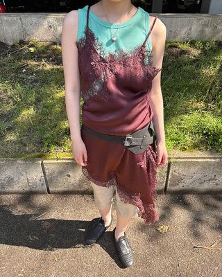 Suede belt with pockets