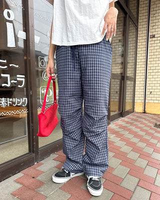 Checked Parachute Banding Pants