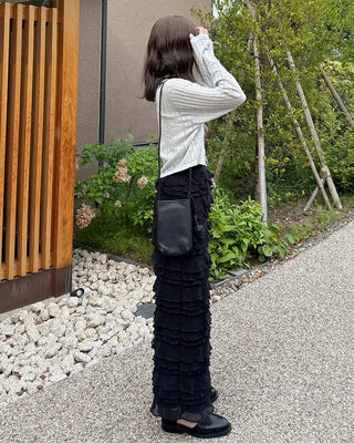 Perforated Cropped Cardigan