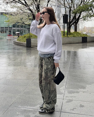 Loose-fit waffle sweatshirt