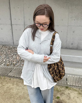 Round neck ribbed cardigan