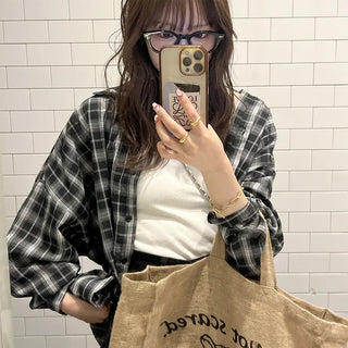 Checked loose-fit shirt