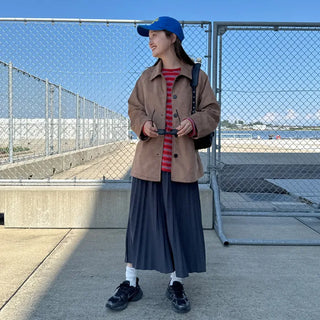 Suede mid-length coat