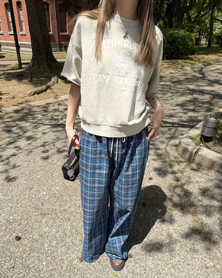 Wide-fit check easy pants