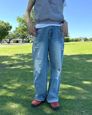 Vintage distressed denim pants