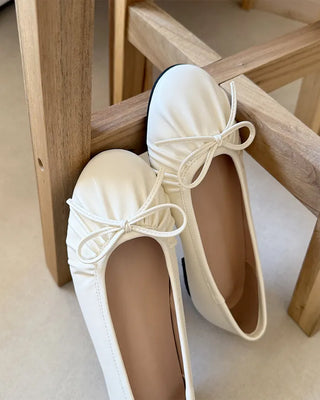 Shirred Ribbon Flat Shoes