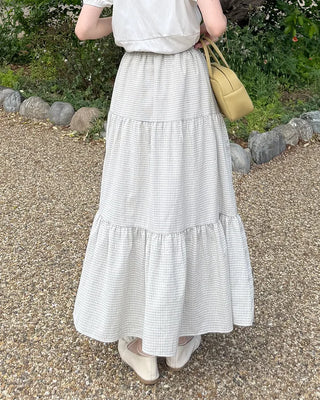 Checked long skirt