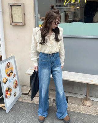 Frilled ribbon blouse