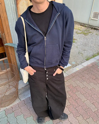 Standard fit hooded zip-up