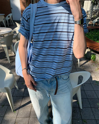 Casual striped short-sleeved T-shirt