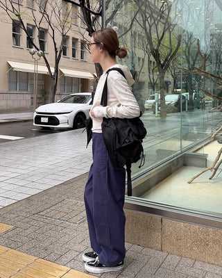 Square pocket nylon backpack
