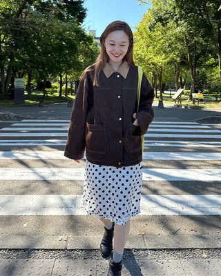 Polka Dot Frill Midi Skirt