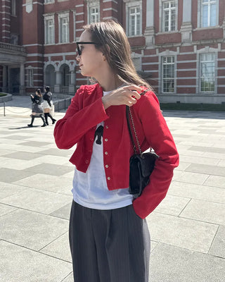 Ribbed snap-button cardigan