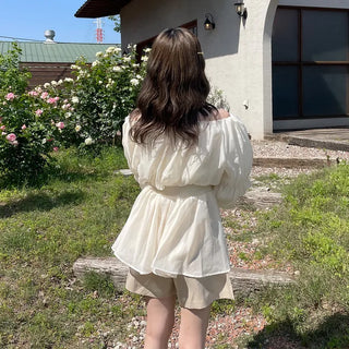 Off-shoulder chiffon blouse dress