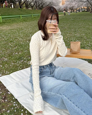 Semi-wide fit denim pants