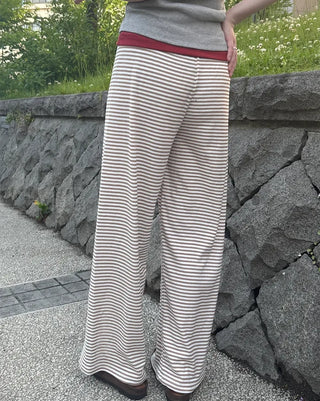 Striped wide easy pants