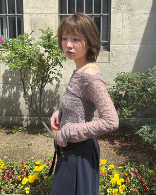 Lace sheer off-shoulder