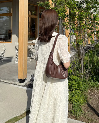 Flower Pattern Puff Long Dress