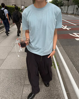 Oil-washed splatter wide tennis pants
