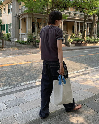 Checked Roll-Up Short-Sleeve T-Shirt