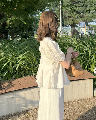 Pintuck bustier and slacks set