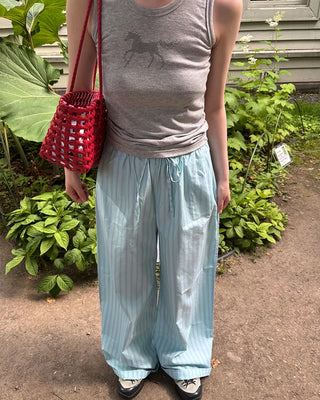 Wide striped easy pants