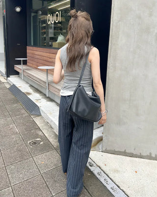 Striped wide banding pants
