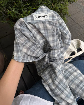 Gingham check point long-sleeved shirt