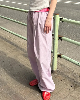 Colorful pintuck wide-leg pants