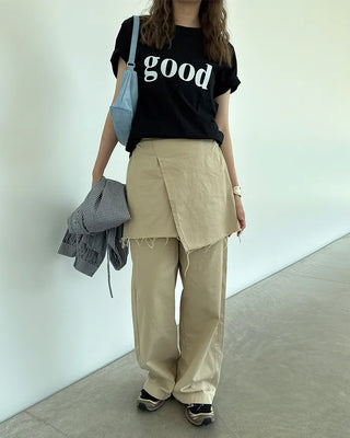 Layered wrap skirt pants