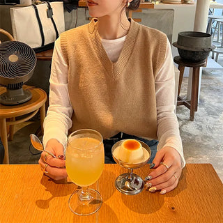 Basic V-neck knit vest