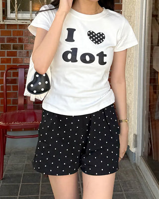 LOVE Dot Semi-Crop Short-Sleeve T-Shirt