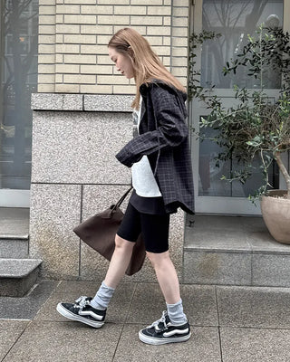 Checked hooded shirt