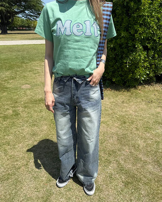 Check Lettering Patch Short Sleeve T-Shirt
