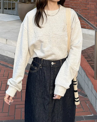 Non-faded H-line denim skirt