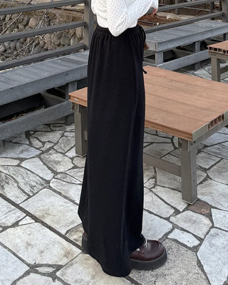 A-line ribbed long skirt