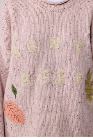[Monterest] Distressed Crewneck Embroidered Sweater