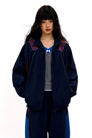 [Moromoro2] Lace Bar Blocked Sport  Jacket/Pants