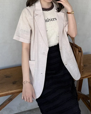 Linen Overfit Short-Sleeve Jacket