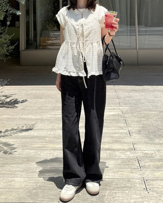 Two-way check sleeveless blouse