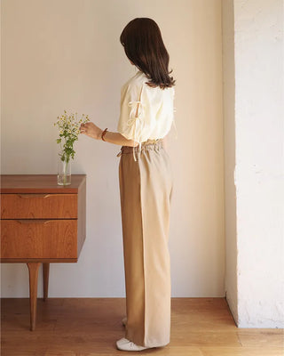 (ORIGINAL) High-waisted frill banding pants