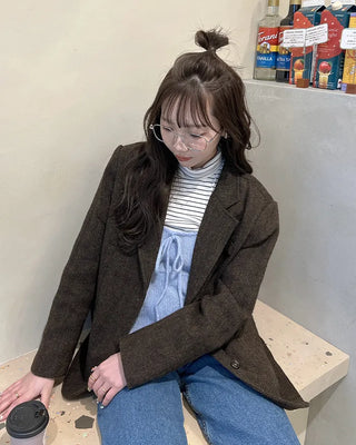 Basic striped turtleneck T-shirt