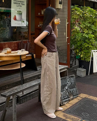 Belted summer wide-leg pants